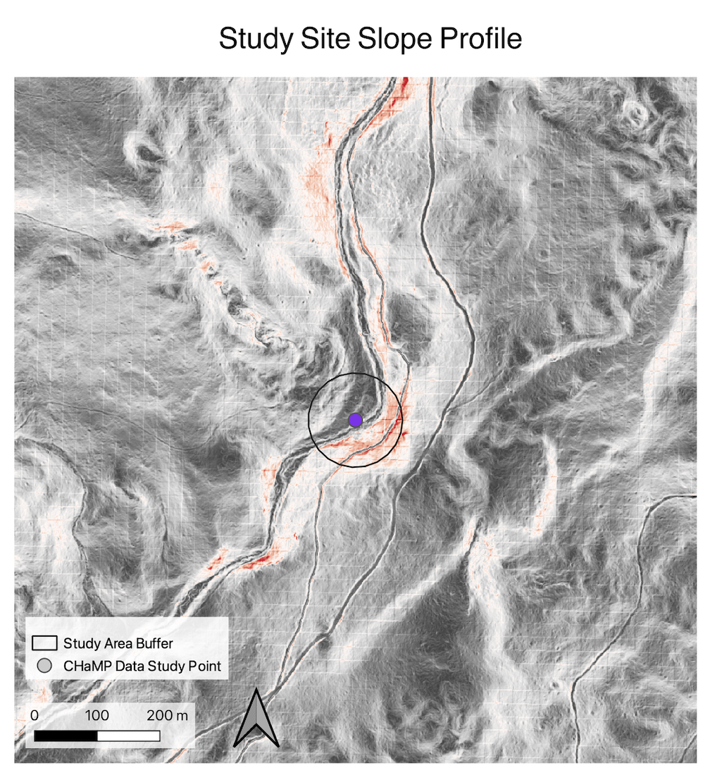 map of the study site slope